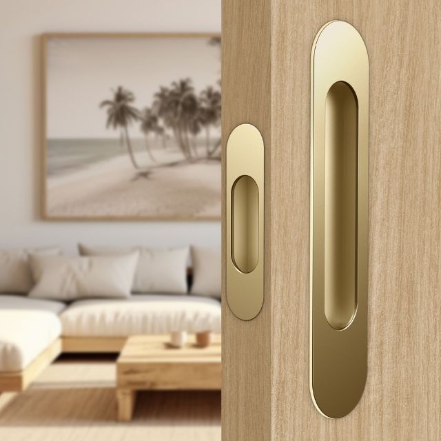 Nidus Mardeco radius flush pull set incl end pull Satin Brass