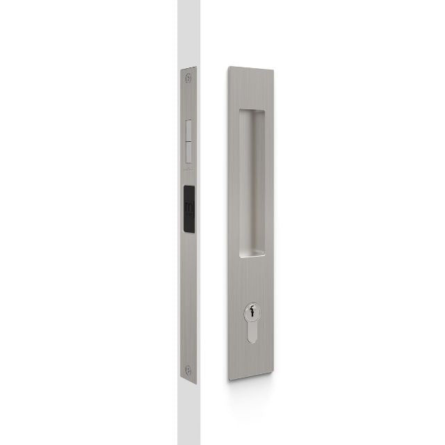 Nidus Mardeco rectangular flush pull Euro Lock set Brushed Nickel (cylinder sold separately)
