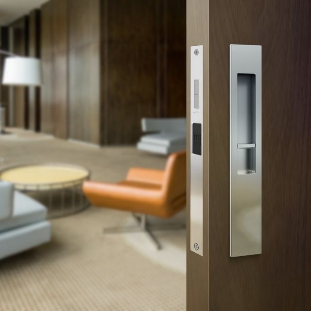 Nidus Mardeco rectangular flush pull Euro Lock set Polished Chrome (cylinder sold separately)