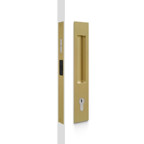 Nidus Mardeco rectangular flush pull Euro Lock set Satin Brass ...