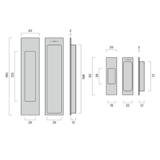 Nidus Mardeco rectangular flush pull set incl end pull Brushed Nickel