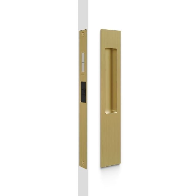 Nidus Mardeco rectangular flush pull Snib lock set Satin Brass (inside ...