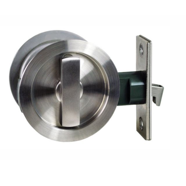 Nidus Sliding Cavity Door Round Backplate Privacy Set Include End Pull Stainless Steel SCD-PRI-RD-SS - The Blue Space