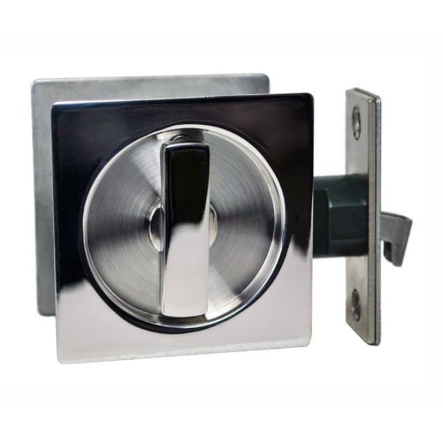 Nidus Sliding Cavity Door Square Backplate Privacy Set Include End Pull Polished Stainless Steel