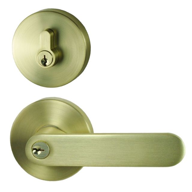 Nidus Spring Combination Entry/Deadbolt Set Satin Brass