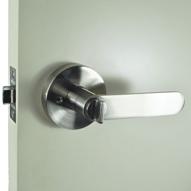 Lifestyle Nidus Spring Privacy Lever Set With Latch Brushed Nickel P-S-PRI-BN-V - The Blue Space