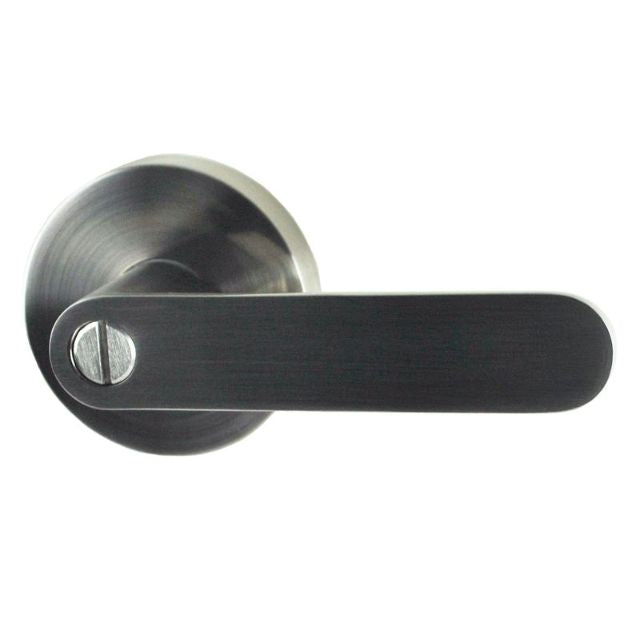 Outside Nidus Spring Privacy Lever Set With Latch Brushed Nickel P-S-PRI-BN-V - The Blue Space