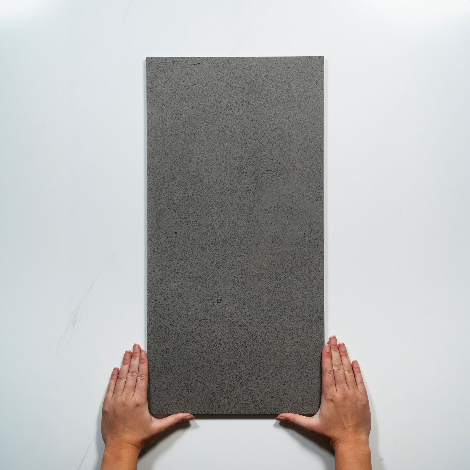 With Hand Nuvira Dark Grey Matte Porcelain Tile 300 x 600mm PBLTG1 - The Blue Space