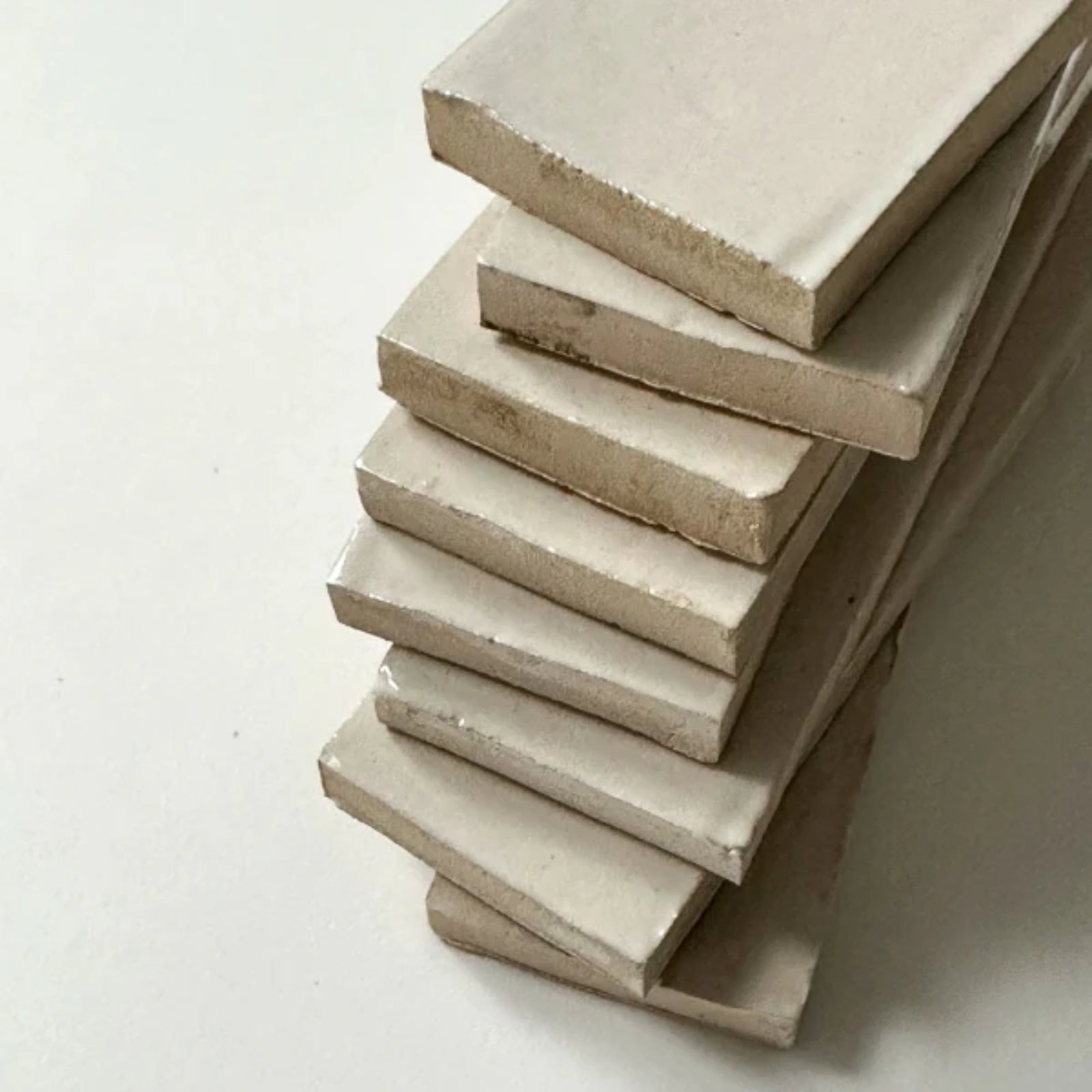 Oblique Off-White Evelyn Handmade Gloss Bejmat 50 x 150 x 12mm SANDBEJMAT150 - The Blue Space