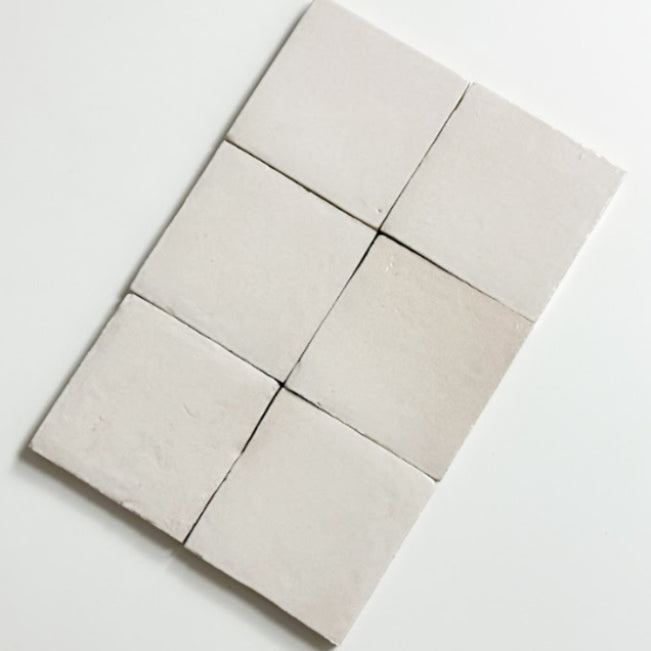 Pattern no Hand Off-White Evelyn Handmade Zellige Gloss 100 x 100 x 12mm SANDZELLIGE100 - The Blue Space