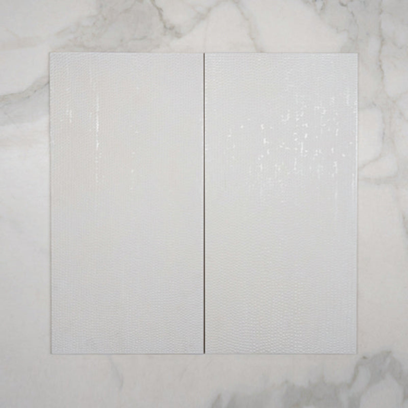 Double No Hand Off White Olivia Decor Tile 300 x 600 x 10mm Italian Porcelain 36MATDEPL - The Blue Space