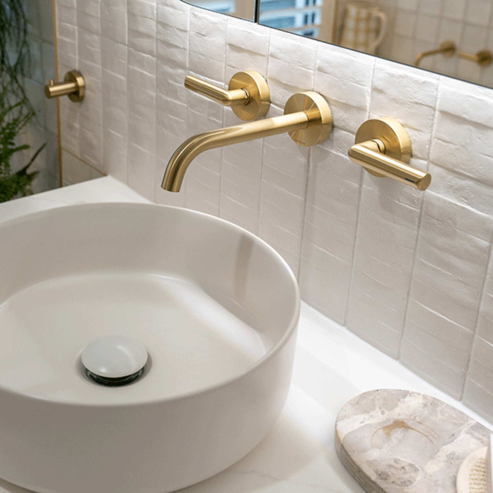 Lifestyle 02 Off White Olivia Feature Subway Matte 75 x 300mm Porcelain  - The Blue Space