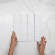 WIth Hand Off White Olivia Feature Subway Matte 75 x 300mm Porcelain  - The Blue Space