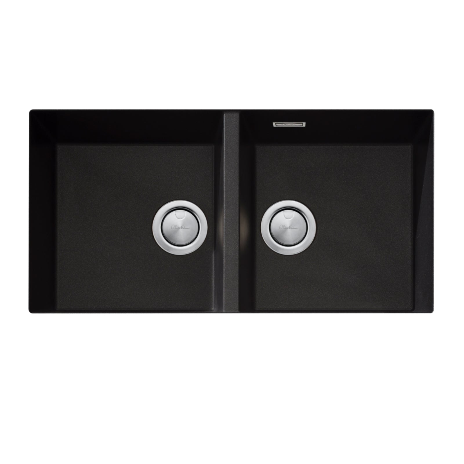 Oliveri Santorini Double Bowl Undermount Sink - Black with Overflow ST-BL1563UOF - The Blue Space