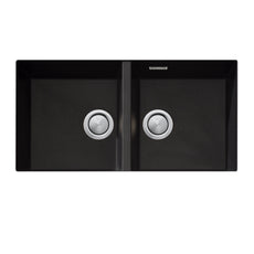 Oliveri Santorini Double Bowl Undermount Sink - Black with Overflow ST-BL1563UOF - The Blue Space