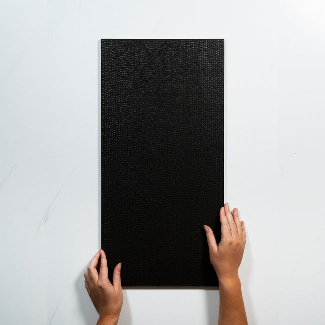 With hand Olivia Charcoal Decor Tile 300 x 600mm MATLEM2 - The Blue Space