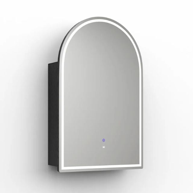 Otti Archie LED Shaving Cabinet Black Oak Side with Warm Light Colour Temperature LED-ARSV9060B-VP | The Blue Space