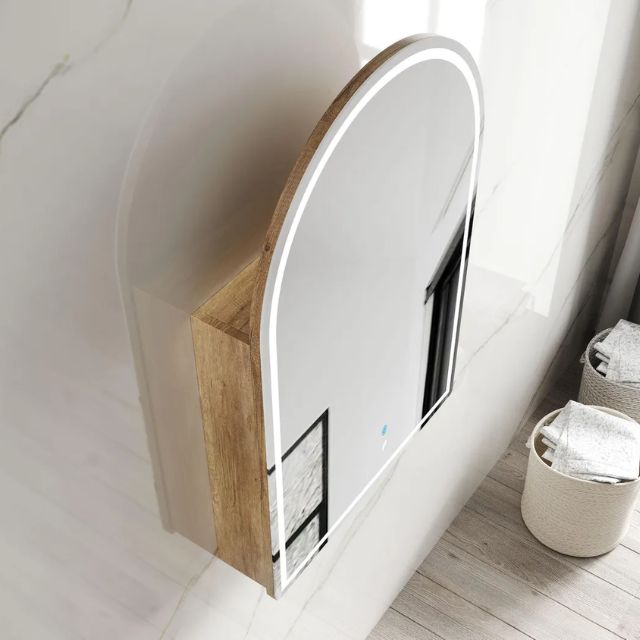 Otti Archie LED Shaving Cabinet Natural Oak Top Side View LED-ARSV9060N-VP | The Blue Space