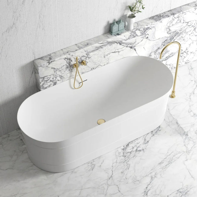 Angle Otti Attica Bondi 1700x800x580 Matte White Bath with Overflow & No Waste Included ABBT-1700-MW-OF - The Blue Space