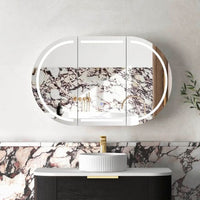 Otti Bondi 1200 LED Shaving Cabinet Black Oak LED-BOSV1275B-VP | The Blue Space