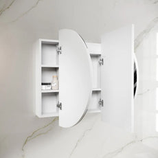 Otti Bondi 1500 LED Shaving Cabinet Matte White Side View with All Door Cabinet Open LED-BOSV1590W-VP | The Blue Space