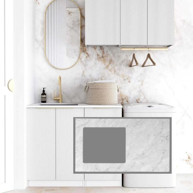 Otti Bondi 1715mm Fluted Laundry Set A - White Natural Carrara Marble LA-1715A-BOW-NCA-KIT | The Blue Space