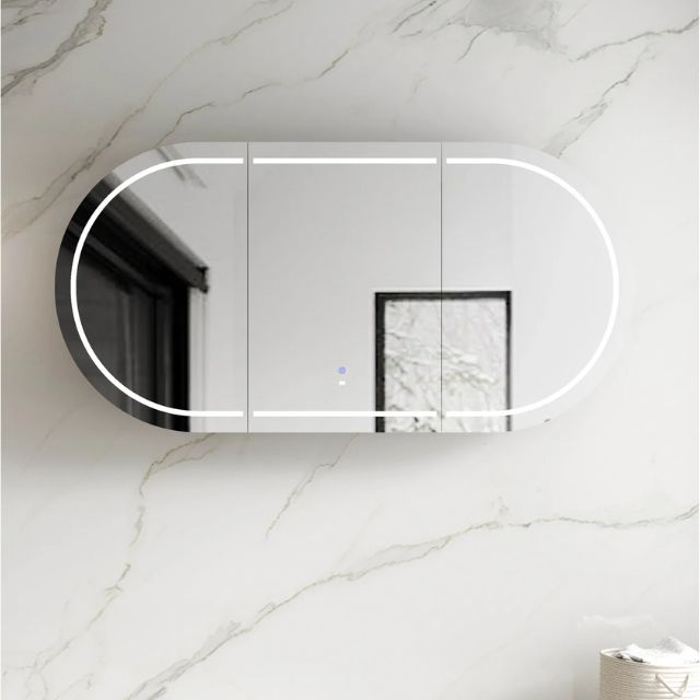 Otti Bondi 1800 LED Shaving Cabinet Matte White Warm Light Colour Temperature LED-BOSV1890W-VP | The Blue Space