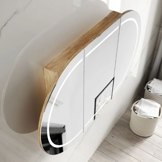 Otti Bondi 1800 LED Shaving Cabinet Natural Oak Top View LED-BOSV1890N-VP | The Blue Space