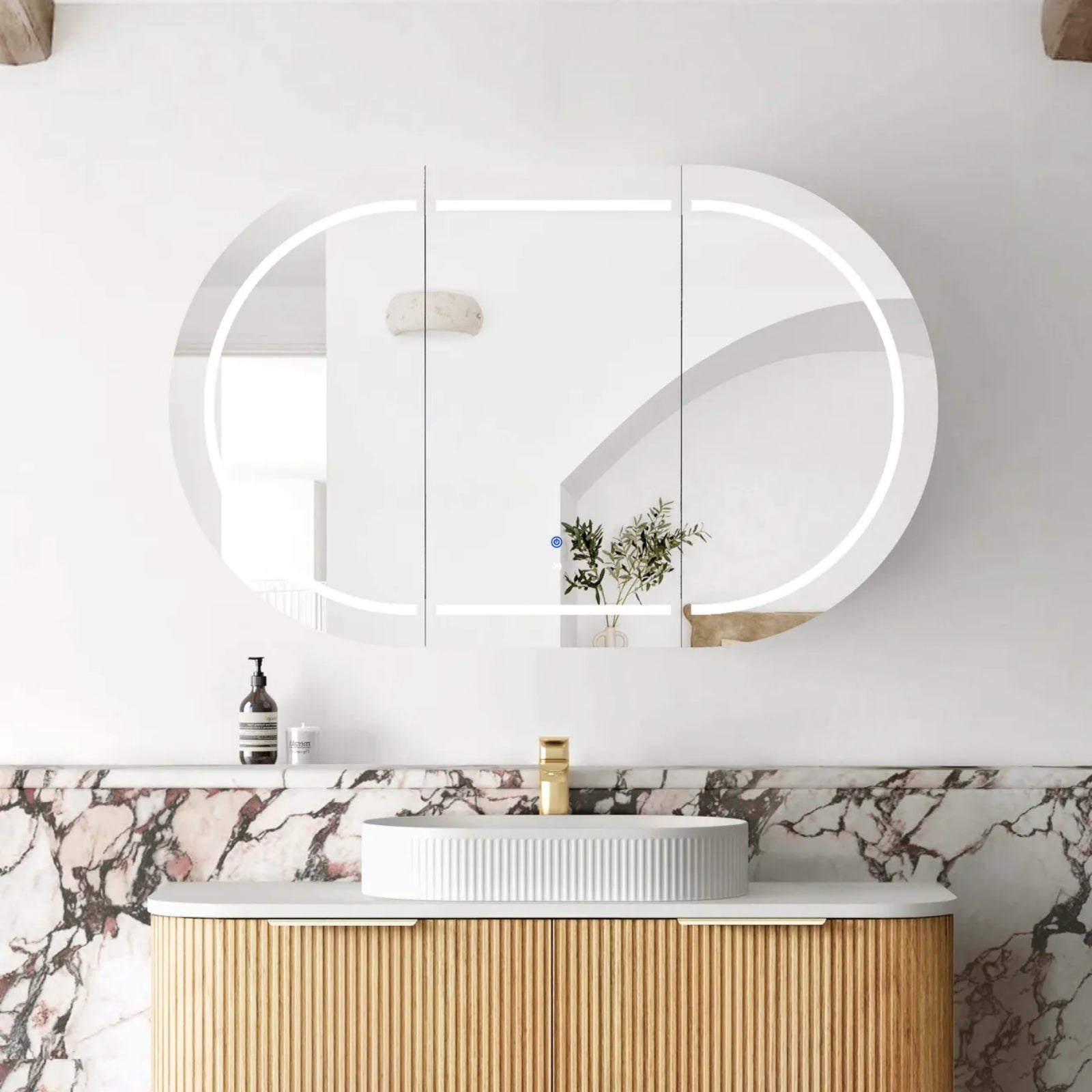 Otti Bondi LED Shaving Cabinet Premium Edition - Woodland Oak LED-BOSV1275WL-VP - The Blue Space