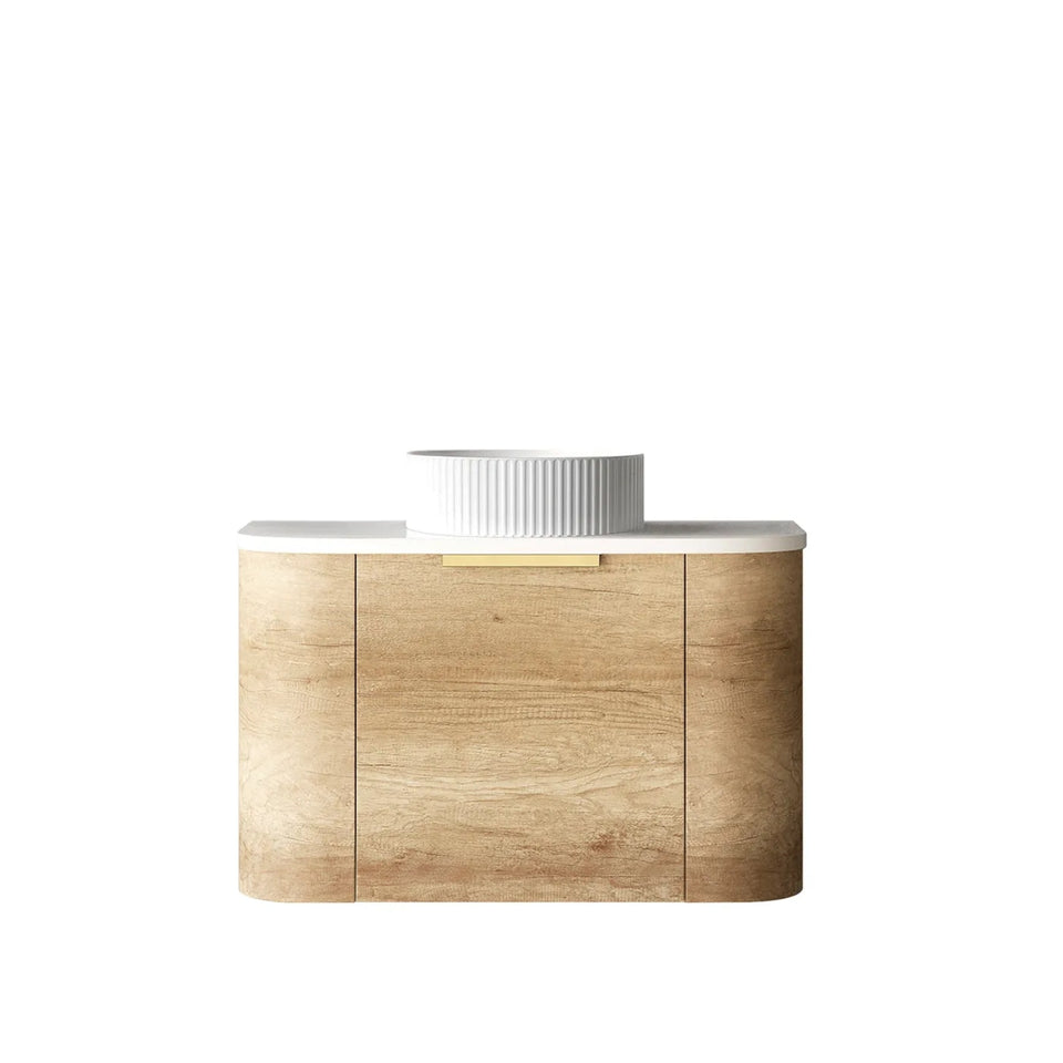 Otti Bondi Wall Hung Curve Vanity - Natural Oak