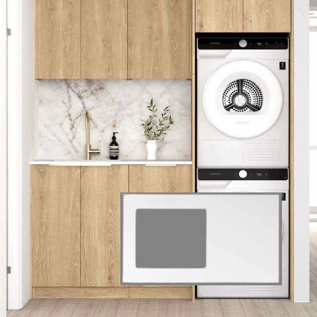 Otti Byron 1715mm Laundry Set C - Natural Oak with Pure White Solid Surface stone top LA-1715C-BYN-PW-KIT | The Blue Space