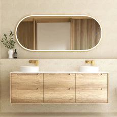 Lifestyle Otti Byron Wall Hung Vanity With Stone Top for Above Counter Basin BY1800NSTUD-PW - The Blue Space