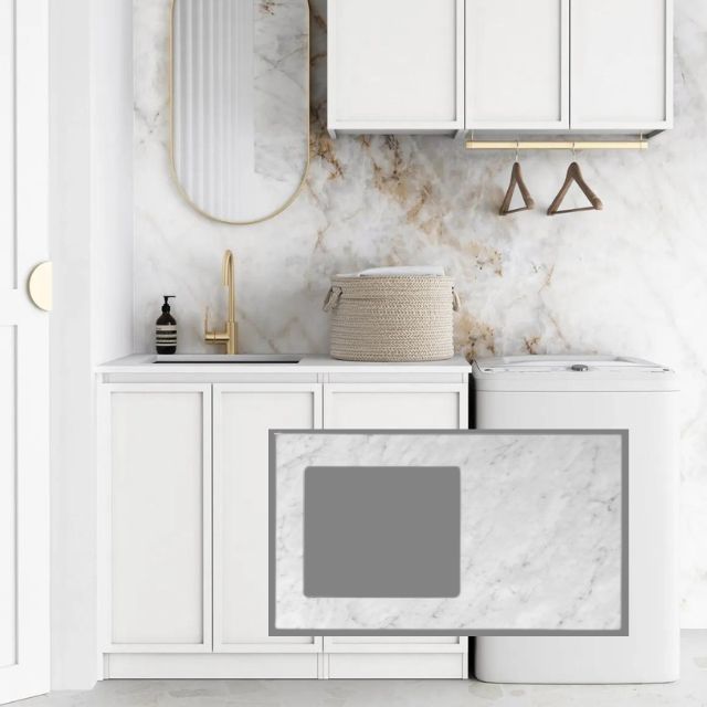 Otti Hampshire 1715mm Laundry Set A - White Natural Carrara Marble LA-1715A-BOHW-NCA-KIT | The Blue Space