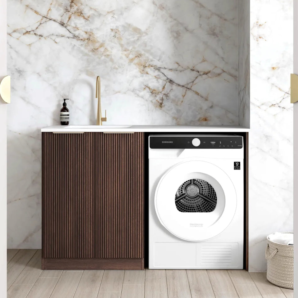 Otti Havana 1300mm Fluted Laundry Cabinet Set - Sable Walnut
