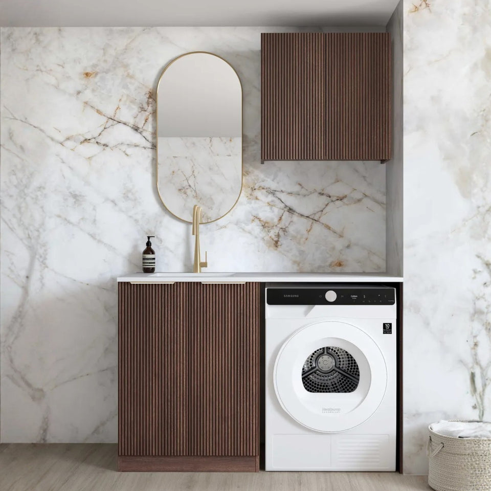 Otti Havana 1305mm Fluted Laundry Set A - Sable Walnut