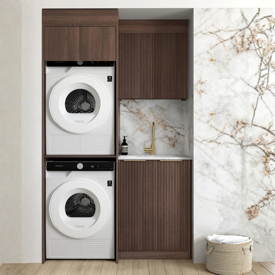 Otti Havana 1305mm Fluted Laundry Set C - Sable Walnut