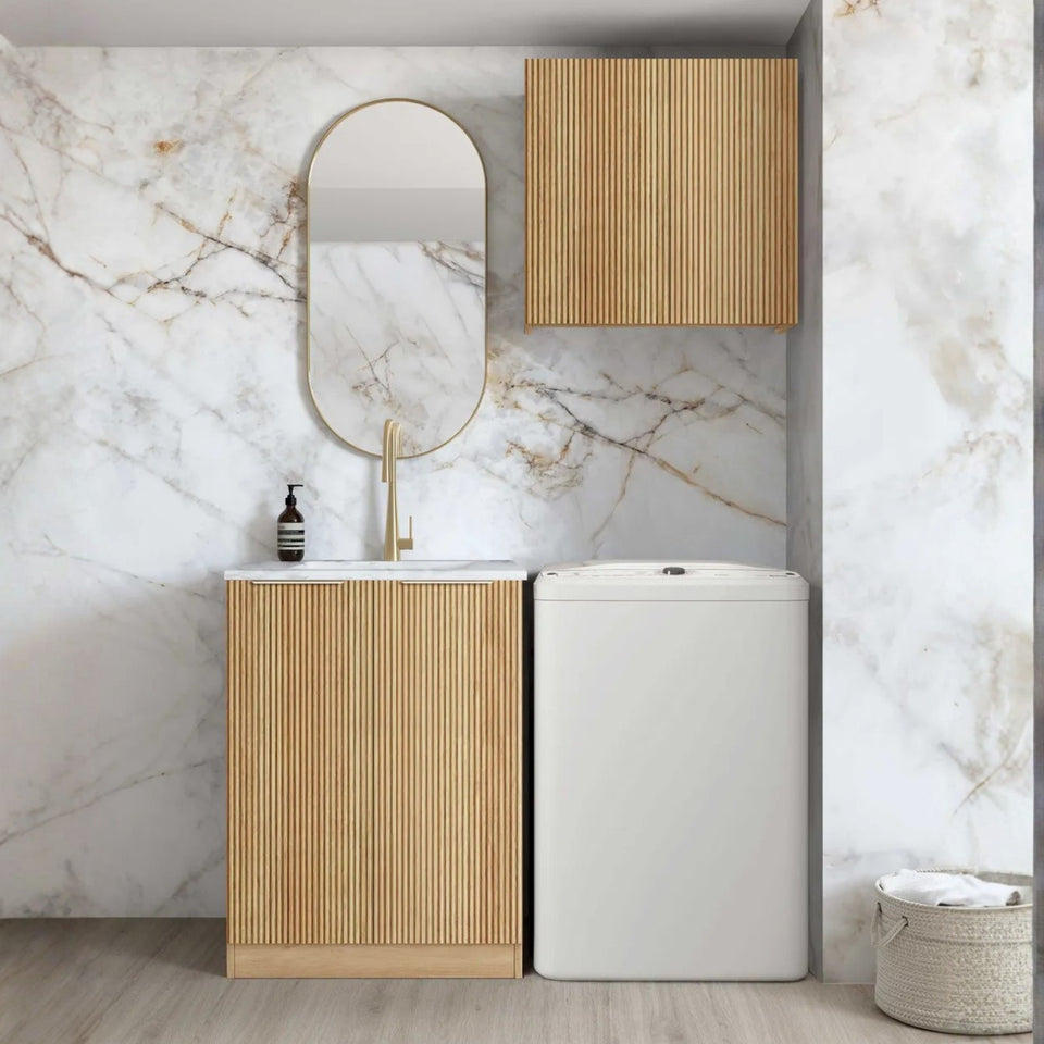 Otti Havana 650mm Fluted Laundry Cabinet Set - Woodland Oak