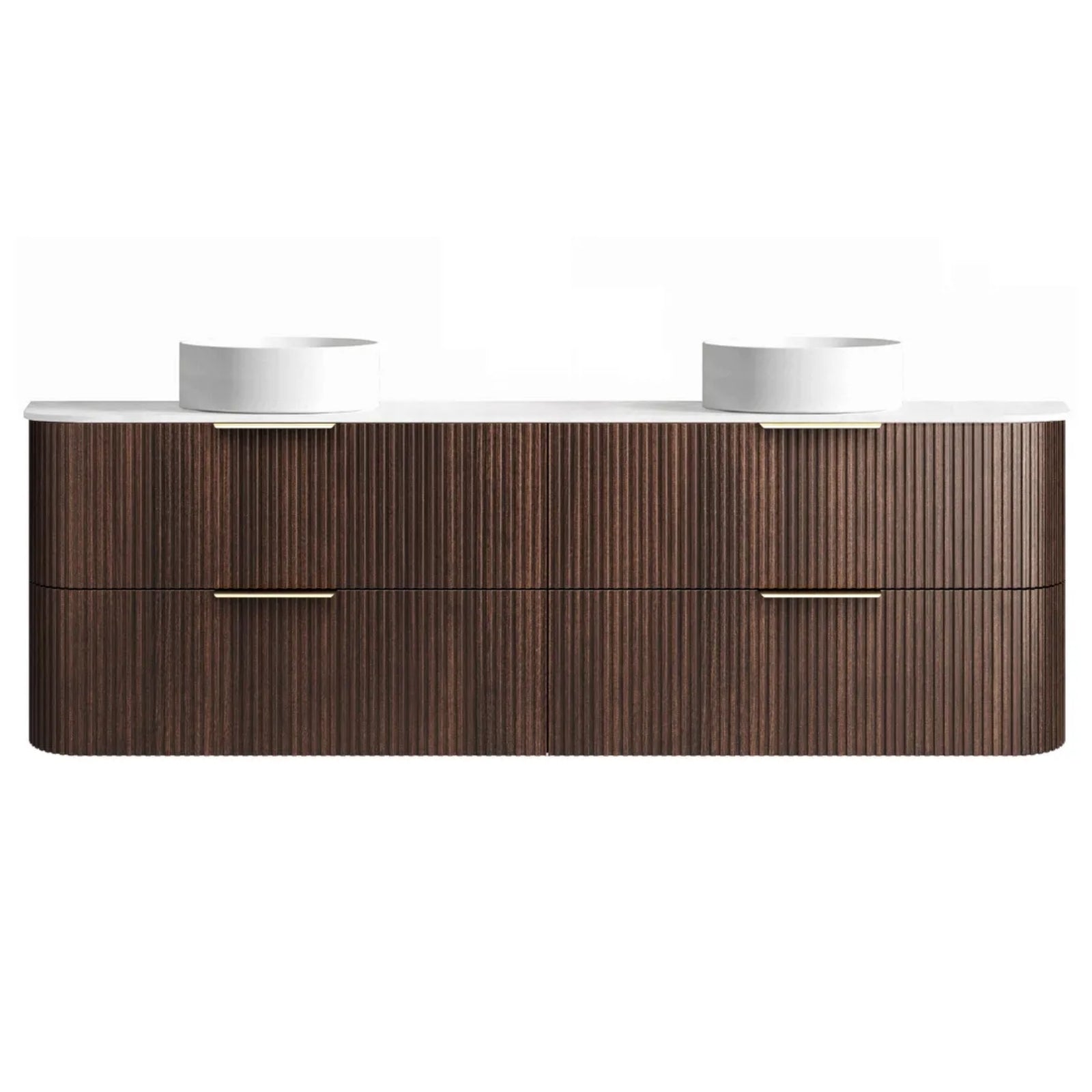 Otti Havana Fluted Curved Sable Walnut Wall Hung Vanity with Stone Top HA1800SWST-PW - The Blue Space