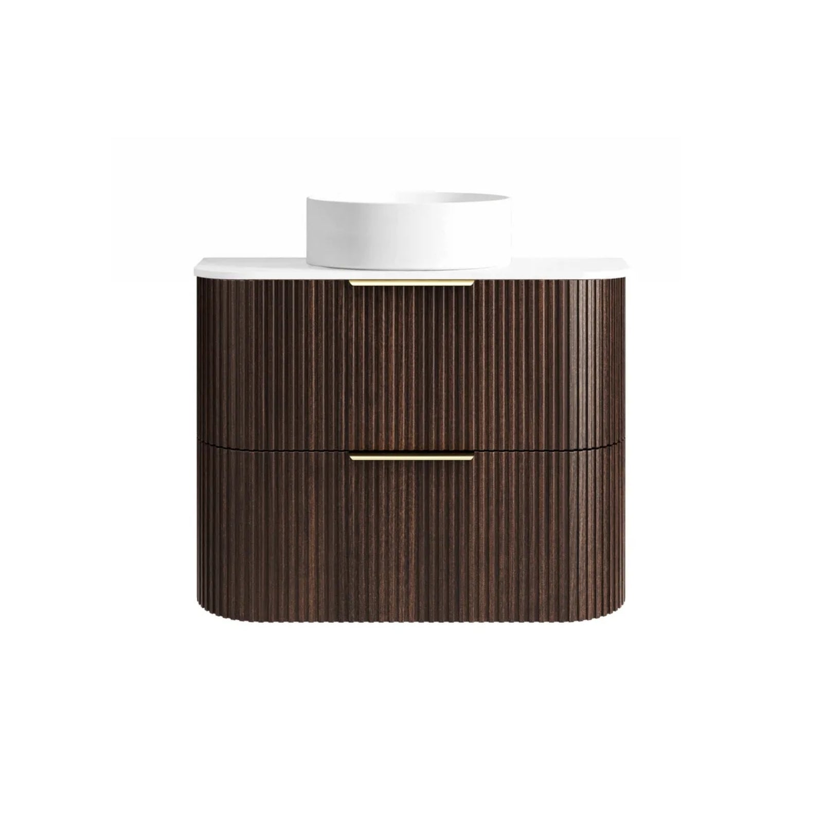 Otti Havana Fluted Curved Sable Walnut Wall Hung Vanity with Stone Top HA750SWST-PW - The Blue Space