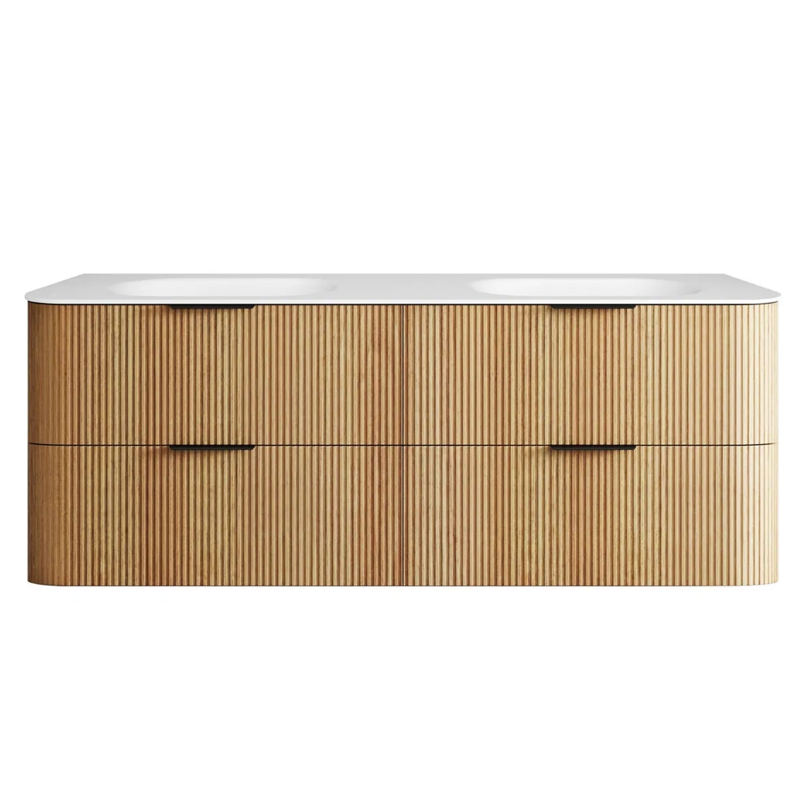 Otti Havana Fluted Curved Wall Hung Vanity with Chloe Silk Top - Woodland Oak HAW1500LMT-CS - The Blue Space