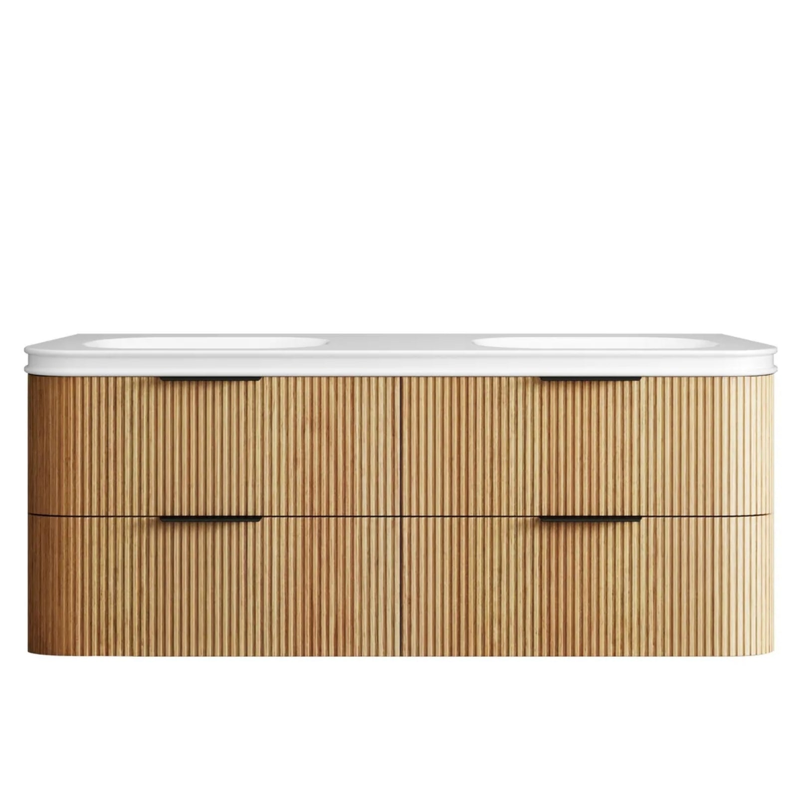 Otti Havana Fluted Curved Wall Hung Vanity with Moulded Top - Woodland Oak HAW1500LMT-SB - The Blue Space