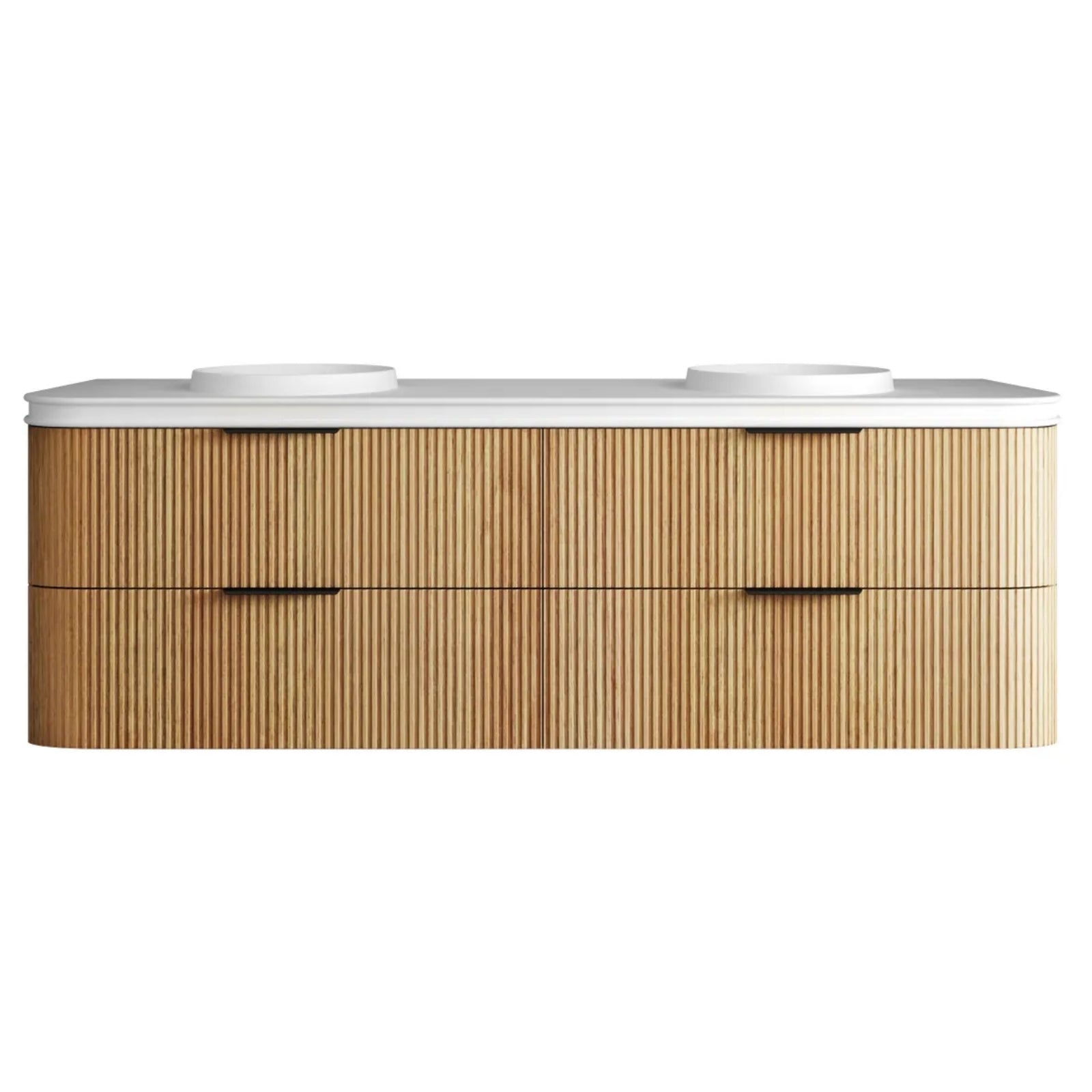 Otti Havana Fluted Curved Wall Hung Vanity with Moulded Top - Woodland Oak HAW1800LMT-RB - The Blue Space