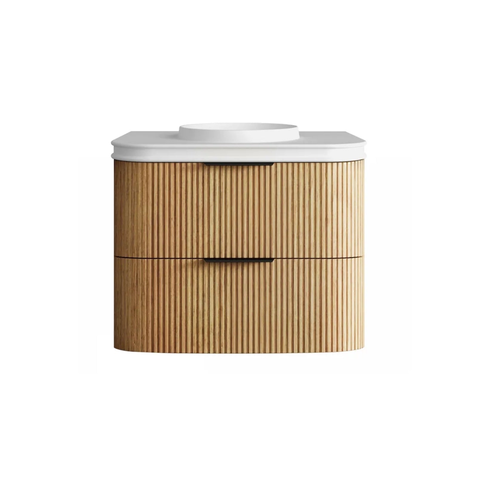 Otti Havana Fluted Curved Wall Hung Vanity with Moulded Top - Woodland Oak HAW750LMT-RB - The Blue Space