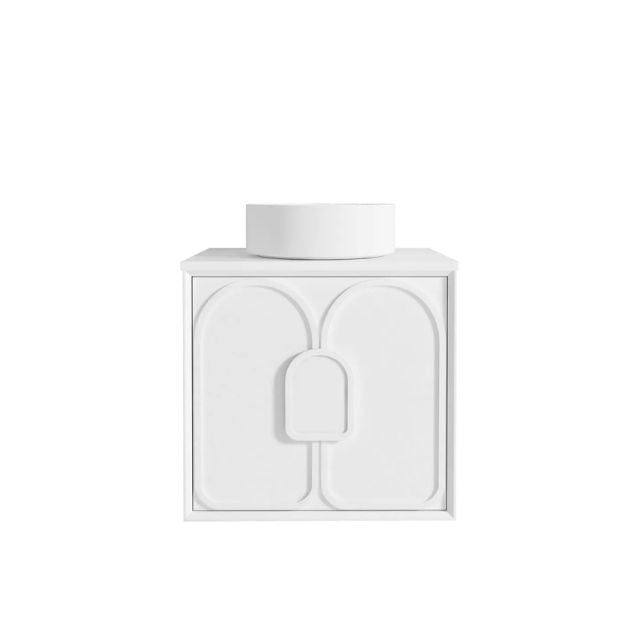 Otti Laguna Mk II Matte White Wall Hung Vanity with Matte White Top - 600mm Single Basin LGM600WSTUD-MW | The Blue Space