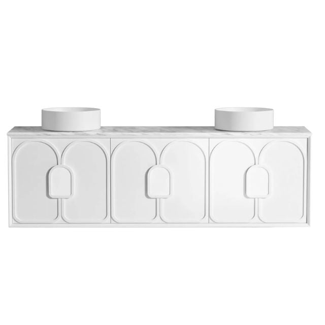 Otti Laguna Mk II Matte White Wall Hung Vanity with Natural Carrara Marble Top