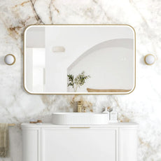 Otti LED Newport 1200mm x 750mm Metal Frame Mirror - Brushed Gold LED-SQM1275G - The Blue Space