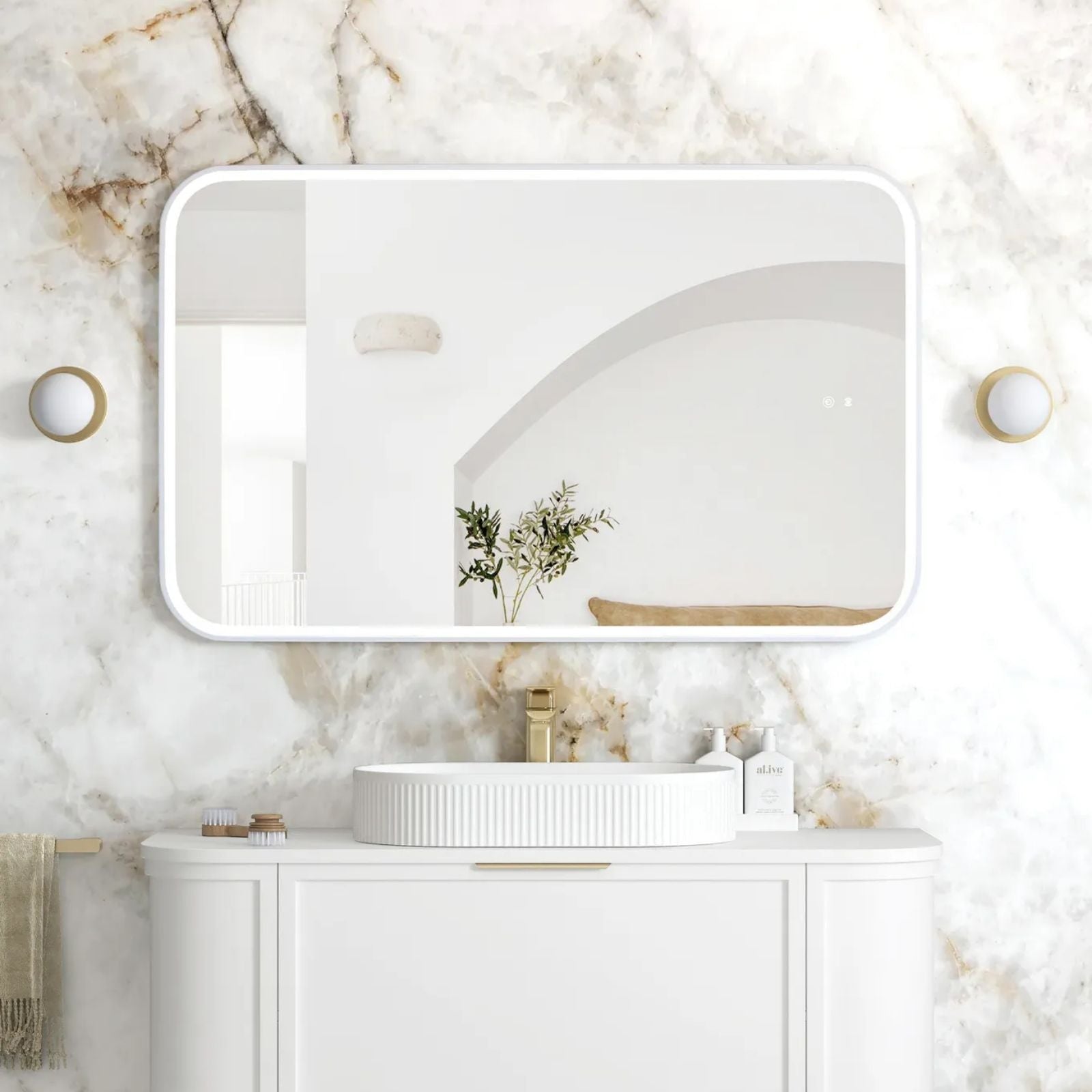 Otti LED Newport 1200mm x 750mm Metal Frame Mirror - White LED-SQM1275W - The Blue Space