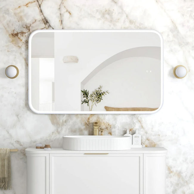 Otti LED Newport 1200mm x 750mm Metal Frame Mirror - White LED-SQM1275W - The Blue Space