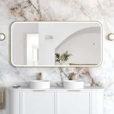 Otti LED Newport 1500mm x 750mm Metal Frame Mirror - Brushed Gold LED-SQM1575G - The Blue Space