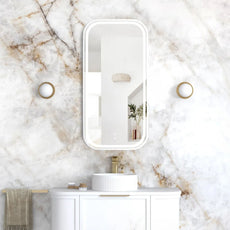 Otti LED Newport 900mm x 450mm Metal Frame Soft Square Mirror - White LED-SQM9045W - The Blue Space